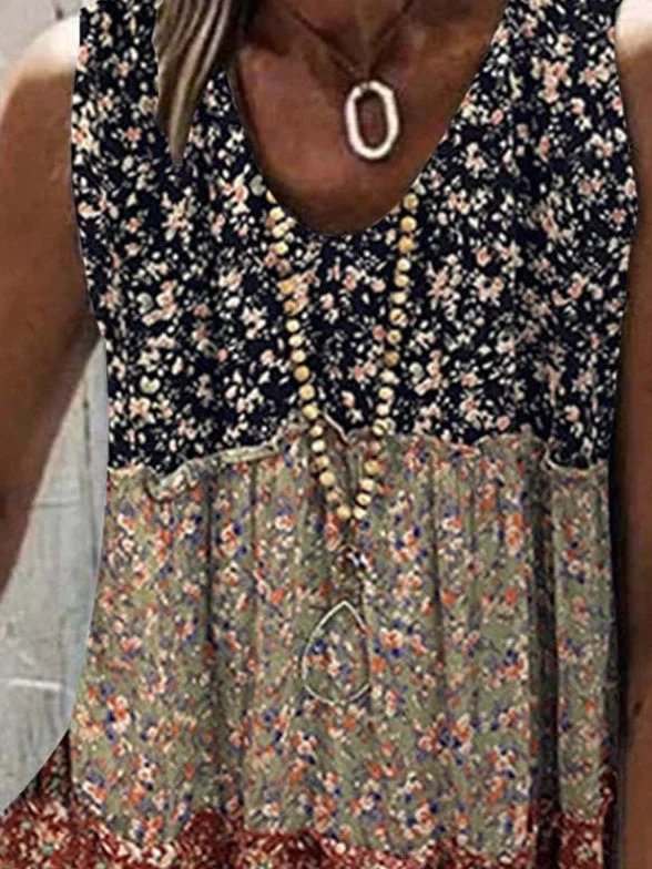 Women Half Sleeve V-neck Solid Color Dress