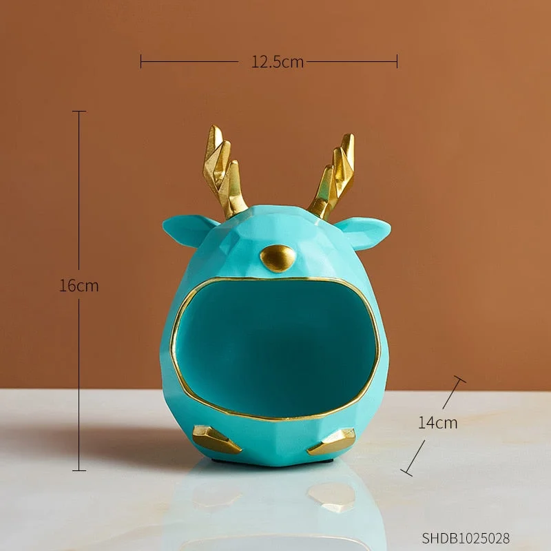 Resin Elk Deer Statue Home Decoration Accessories Artware Sculpture Abstract Decor Jewelry Storage Box Office Desktop Decoration