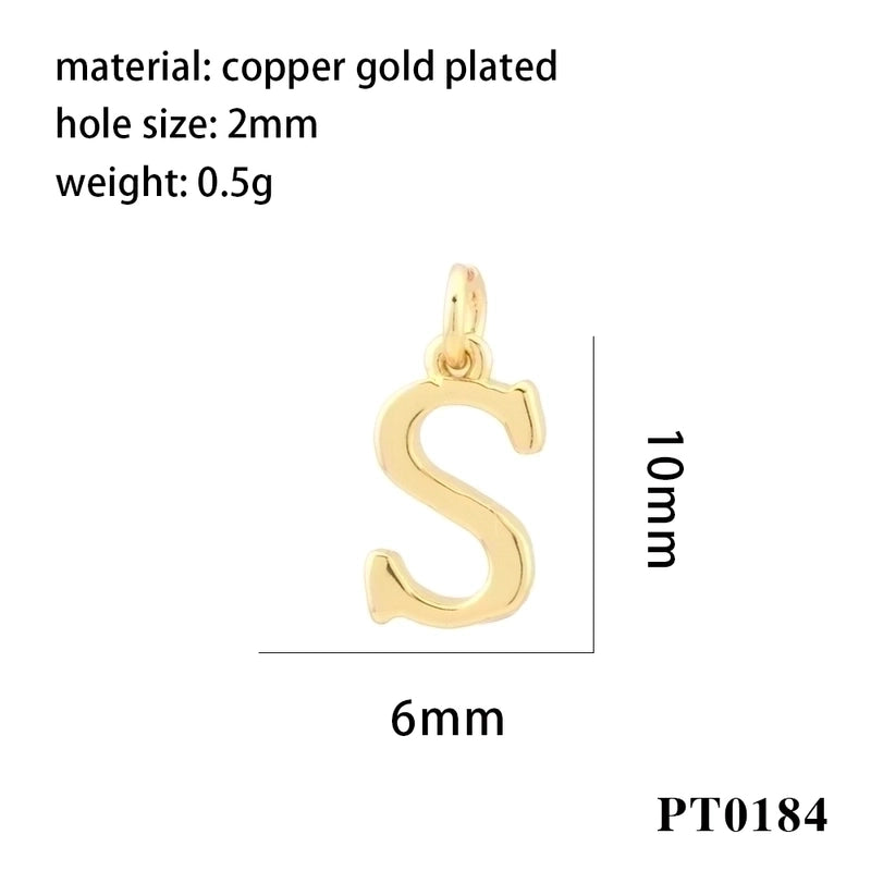Minimalist Letter Copper Plating 18k Gold Plated Charms