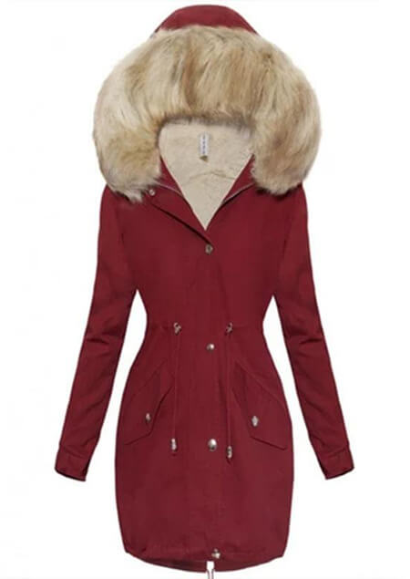 Plus Size Red Parka Coat