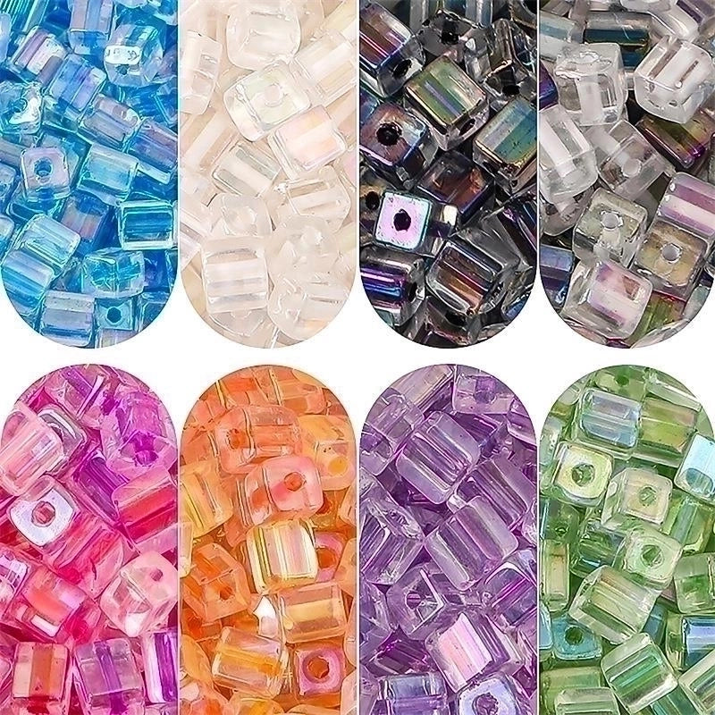 50 Pieces Glass Square Solid Color Beads