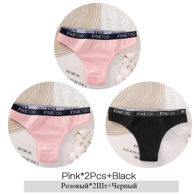 FINETOO Cotton Brazilian Panties Women Letter Underwear Ladies Low Waist Female Underpants Girls Soft Panty Comfortable Lingerie