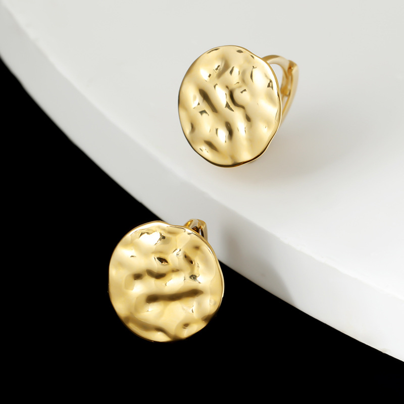 Close-up view of Timeless Textured 925 Sterling Silver Stud Earrings with a French vintage design, showcasing their intricate details and elegant texture.