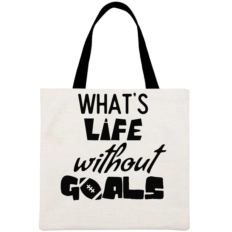 What's life without goals Printed Linen Bag-Annaletters