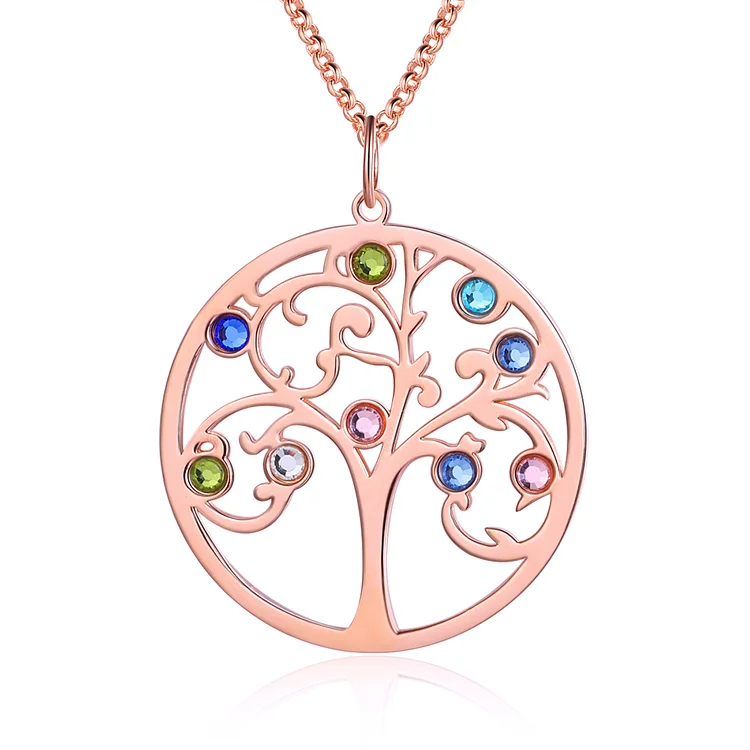 Family Tree Necklace 9 Birthstones Personalized Family Necklace Gift for Mom