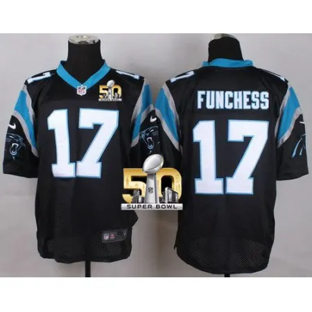 Panthers #17 Devin Funchess Black Team Color Super Bowl 50 Men's Stitched NFL Elite Jersey