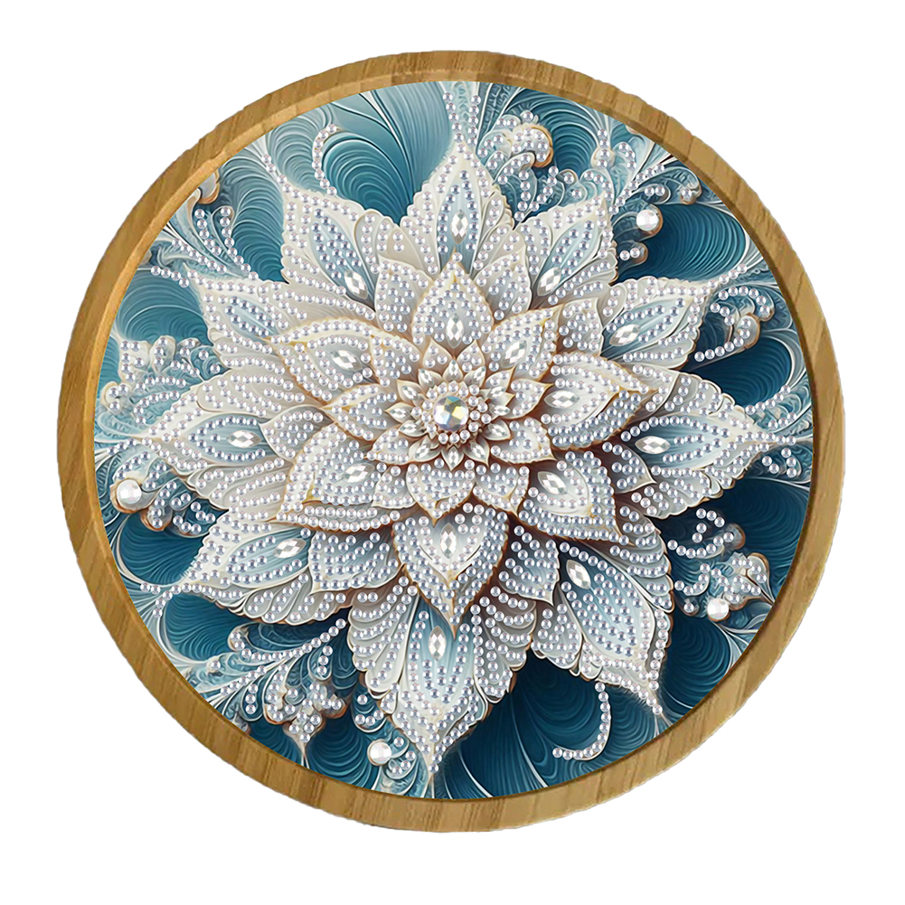 DIY Diamond Painting Kit Round Wooden Tray Diamond Painting Tray (Mandala D)