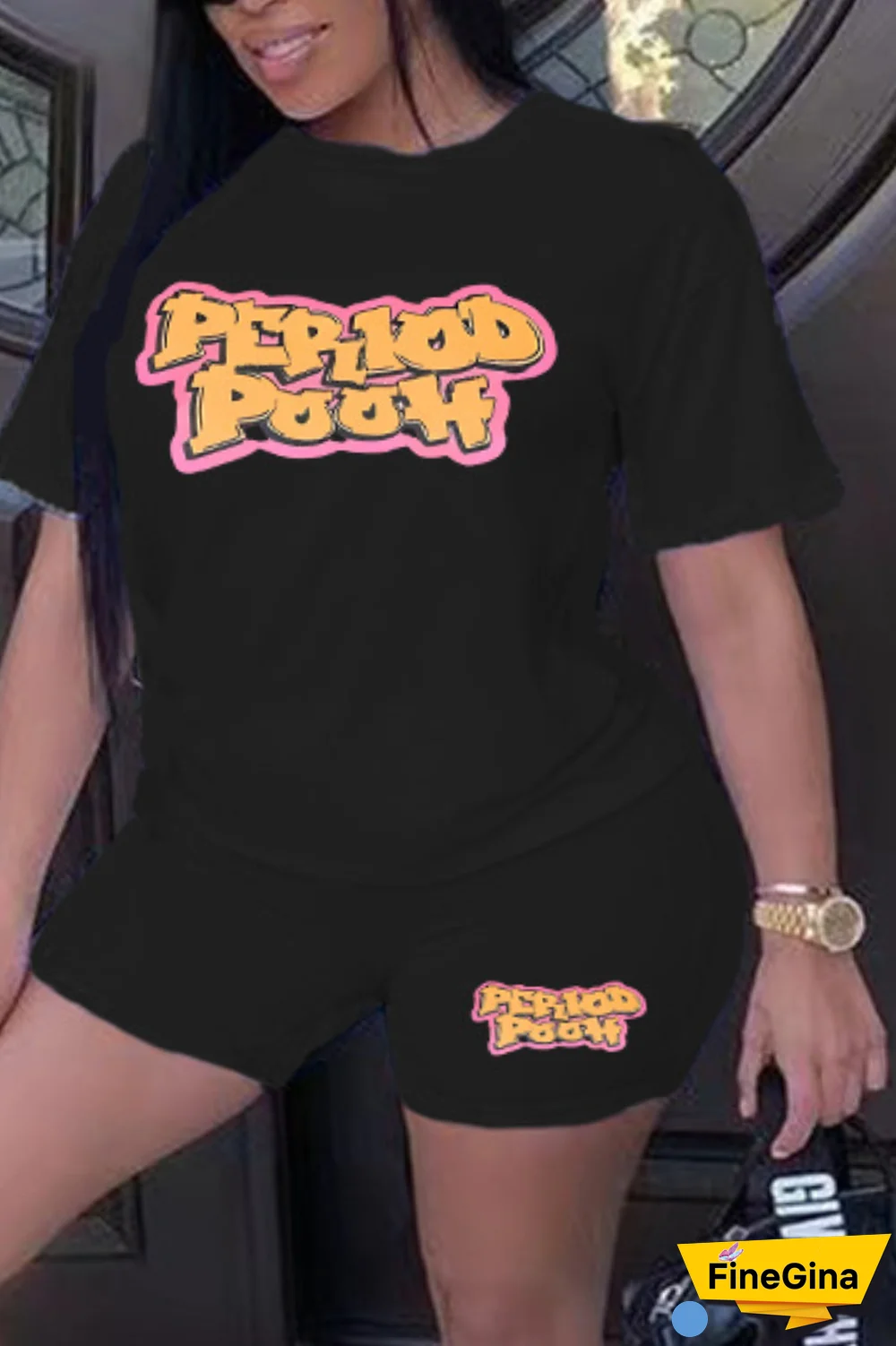 Purple Casual Street Print Patchwork Letter O Neck Plus Size Two Pieces