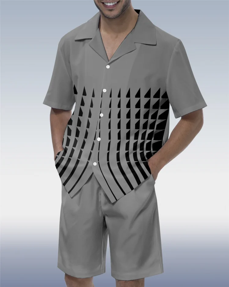  Men's Simple Geometry Walking Set  0416