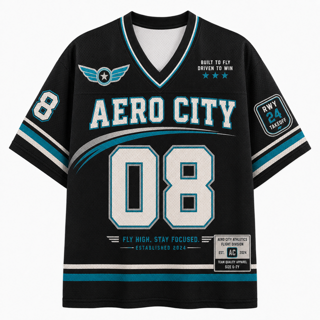 Surf Aero City Cotton T-Shirt - Black / Cyan / White