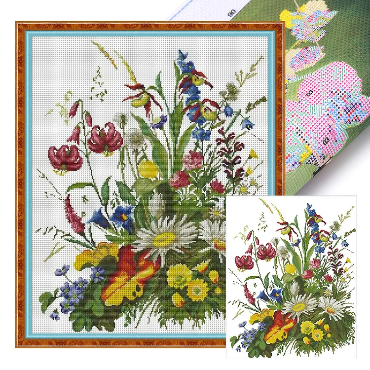 Joy Sunday Flowers - Printed Cross Stitch 14CT