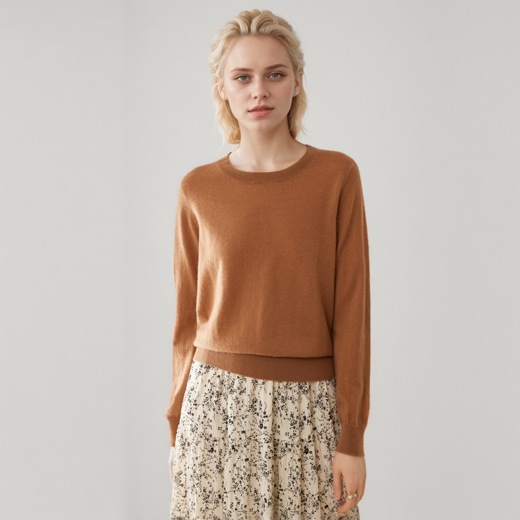 Crew Neck Classic Cashmere Bottoming Sweater REAL SILK LIFE