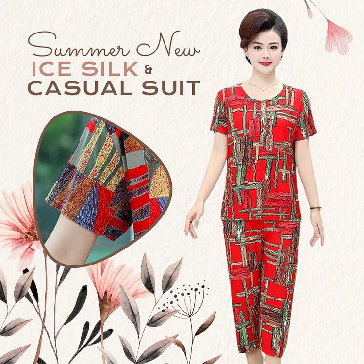 Summer New Ice Silk Casual Suit