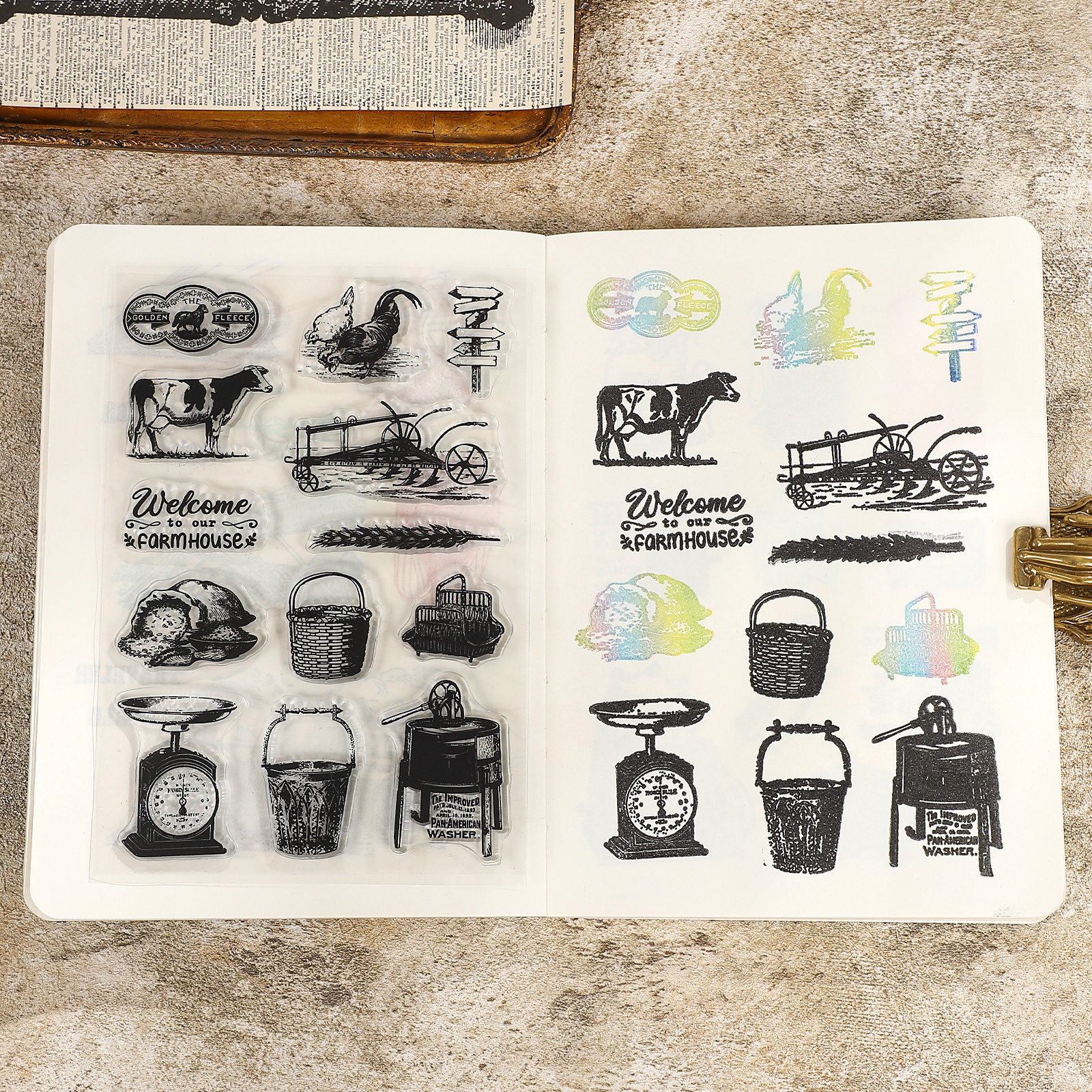 Transparent Silicone Stamp - Vintage Door Window Hot Air Balloon Phone Booth Landscape 