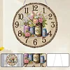 2D DIY Acrylic Vintage Vase Diamond Art Painting Clock Pendant w/ Clock Function