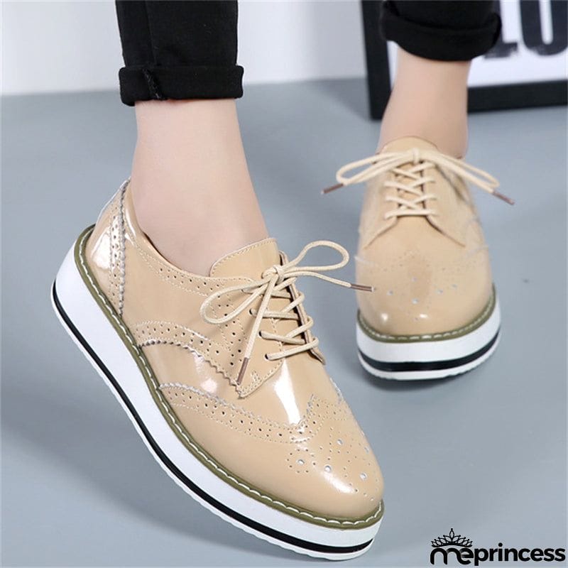 London Style Campus Thick Outsole Cow Leather Women Loafers