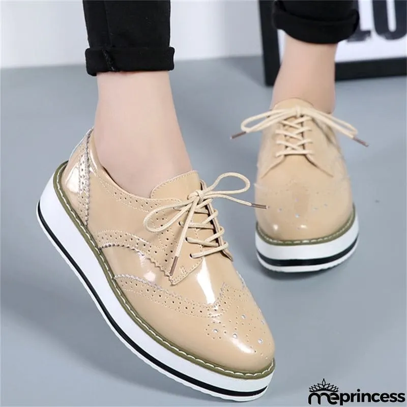 London Style Campus Thick Outsole Cow Leather Women Loafers