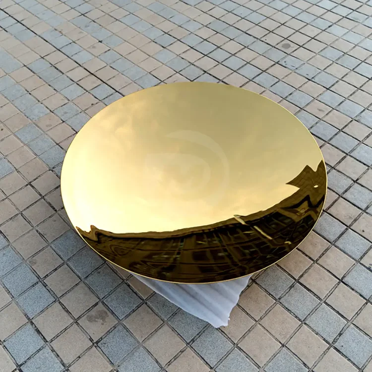 Wall dish mirror 48inch plating brass stainless steel disc