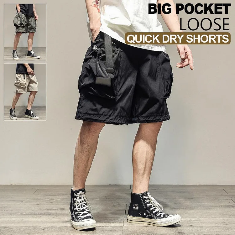 Lose, schnell trocknende Herren-Shorts mit großen Taschen