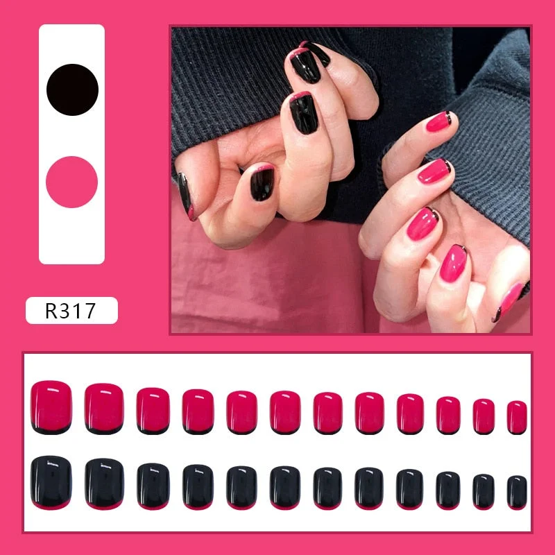 Simple French Short Style Designs Natural False Nails Suitable Girls Daily Wearing Full Cover Finished Detachable Nail tips glue-Nail Inspo