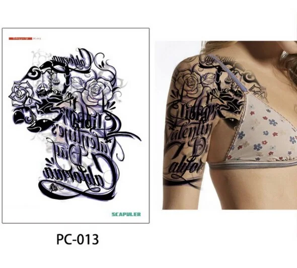 Large size temporary tattoo on chest body arm shoulder cool fake tattoos water transfer tattoo for men big 32*24cm tatto sticker