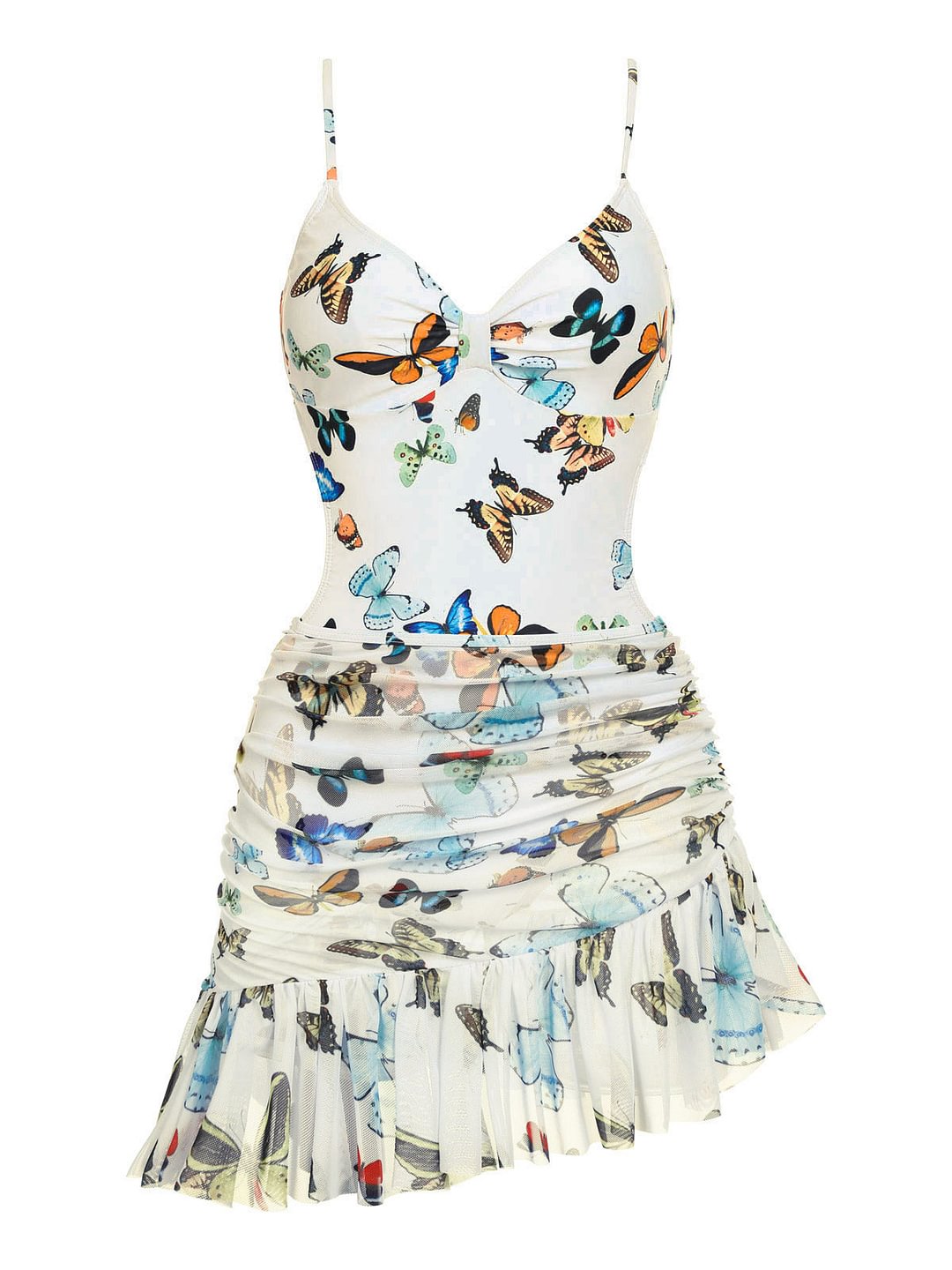 Butterflys Strap One-piece Swimsuit & Cover-up Skirt
