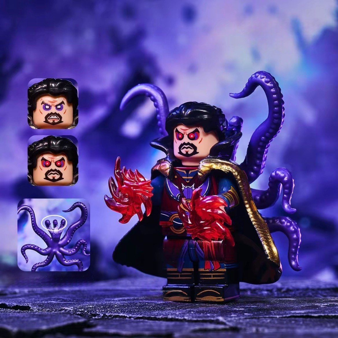 Marvel Doctor Strange (Octopus Form) Minifigure - Dual Faces + Magic Effects + Tentacles Collectible Building Toy