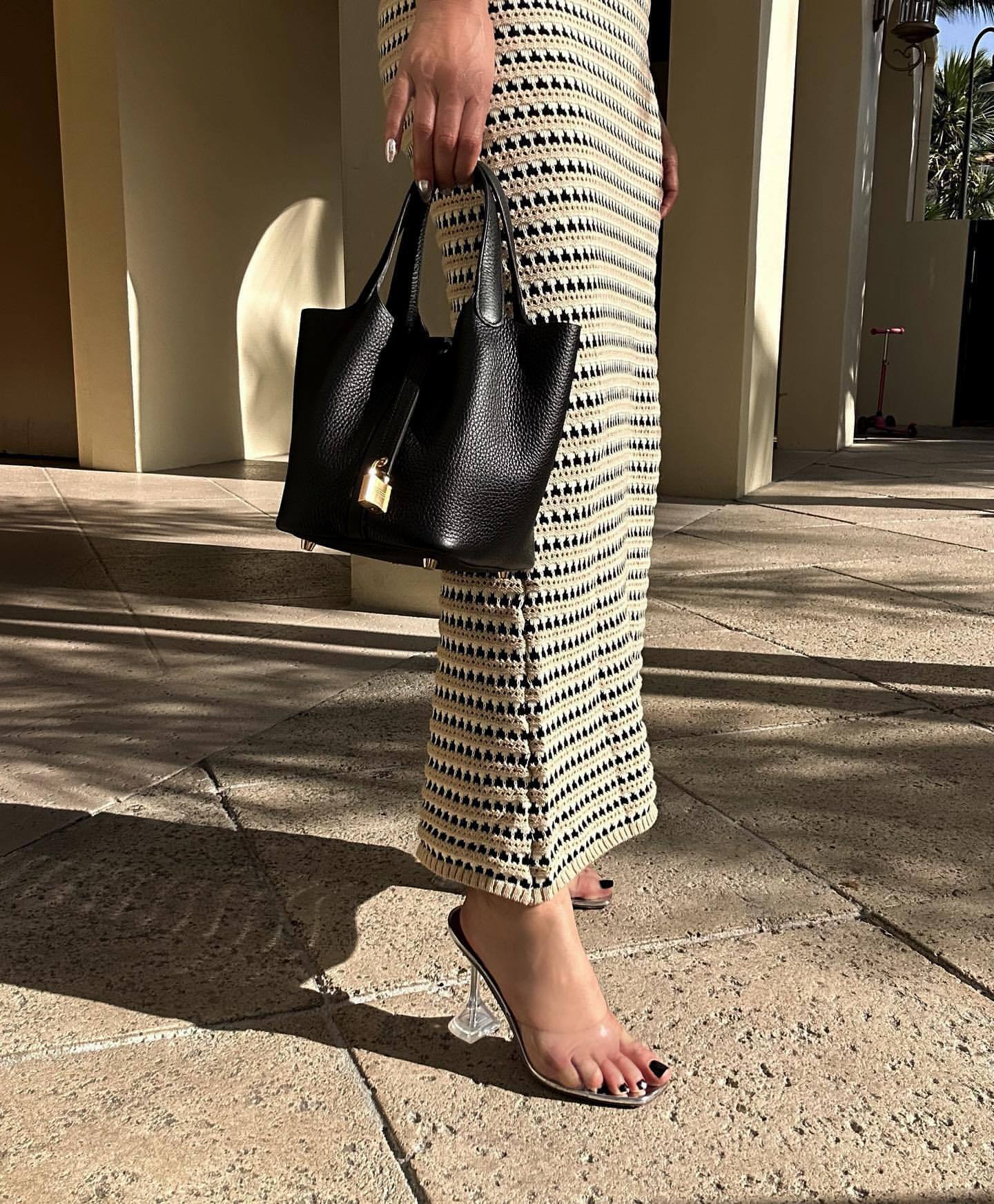Ootddress Striped See-Through Long Dress Female Elegant Sleeveless High Waist Patchwork Fashion Beach Dress Knit Maxi Dress Summer