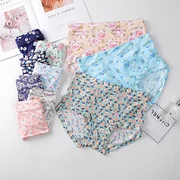 Kissbake Flower Printed Seamless High Waist Panties Women's Ice Silk Hip Lift Summer Thin Briefs Fashion Breathable Elastic Underwear