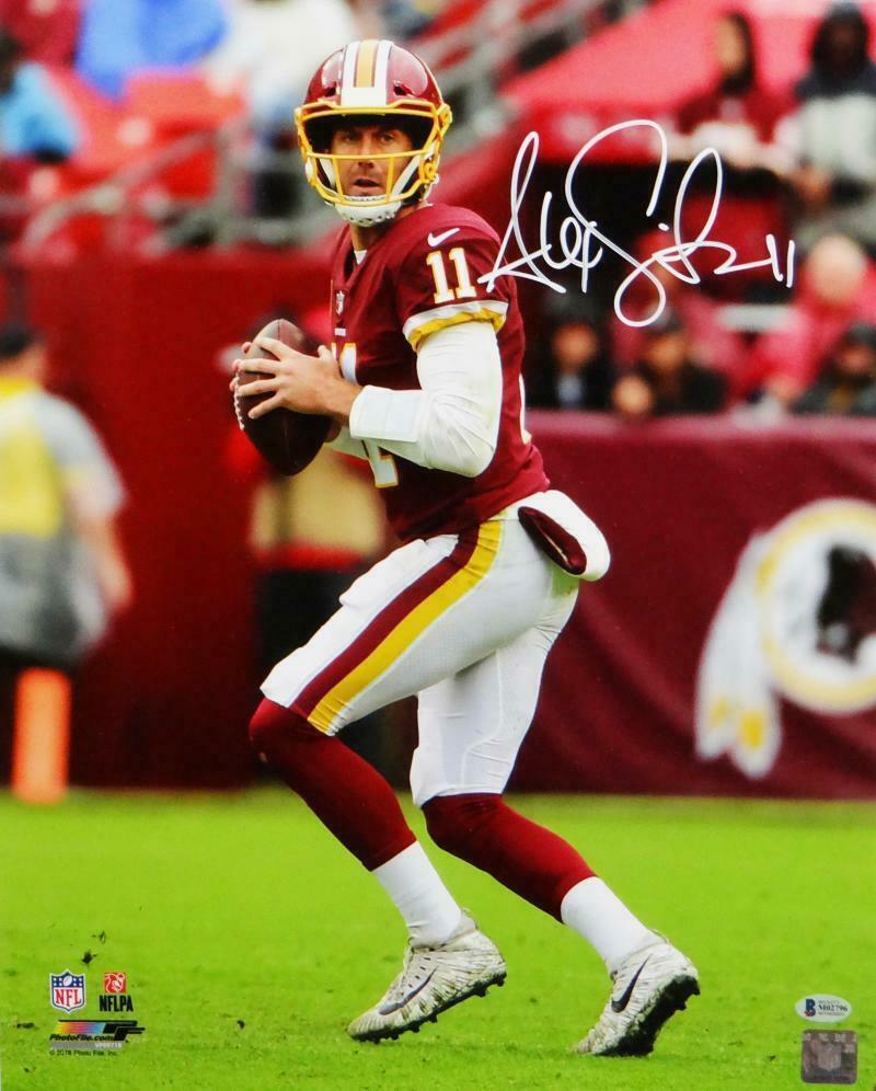 Alex Smith Autographed Redskins 16x20 Drop Back PF Photo Poster painting- Beckett W Auth *White