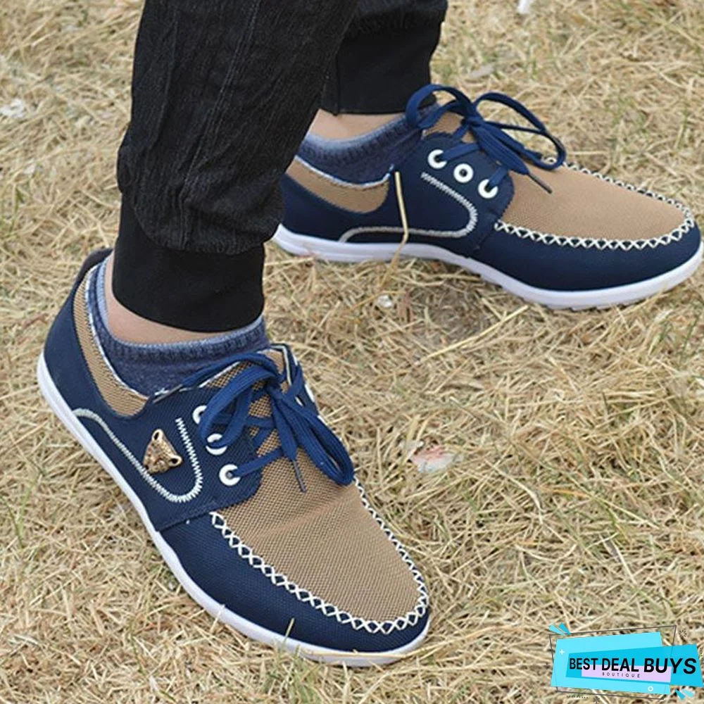 Men Leather Flats Lace-Up Driving Formal Casual Sneakers Shoes