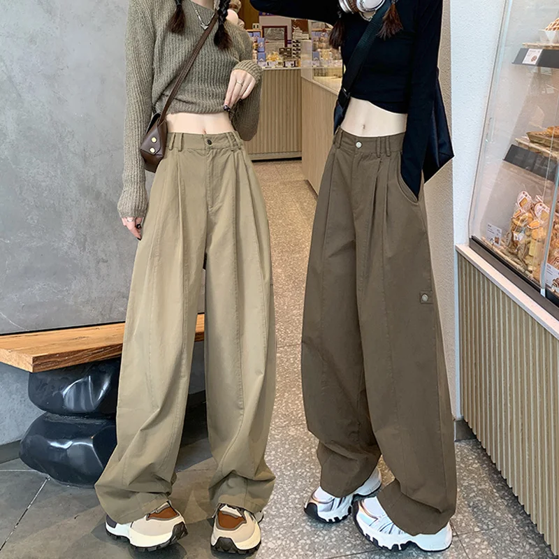 Nigikala Nigikala Workwear Trousers Women's Summer Thin 2025 New High-Waisted Leisure Sports Broad-Legged Trousers