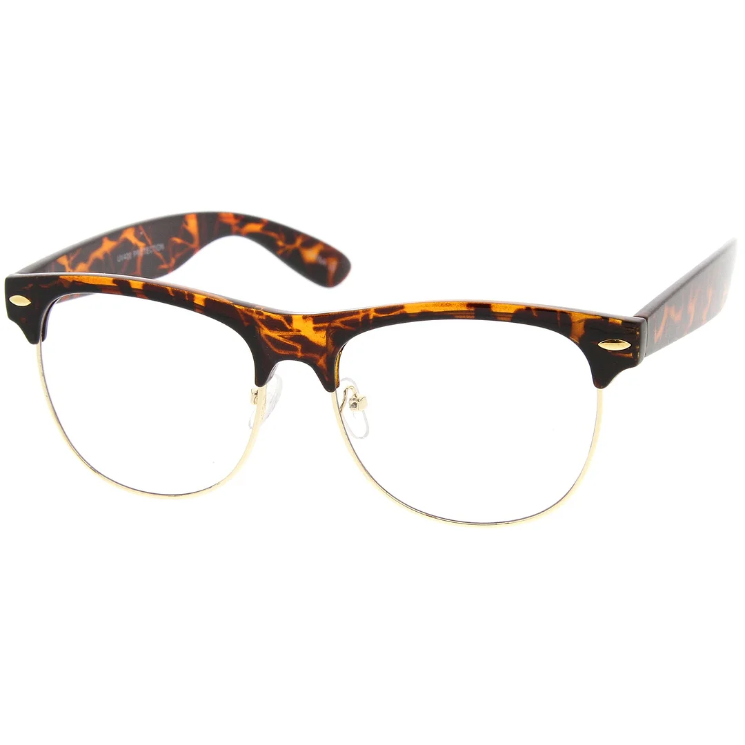 Classic Horn Rimmed Clear Lens Half Frame Glasses 56mm