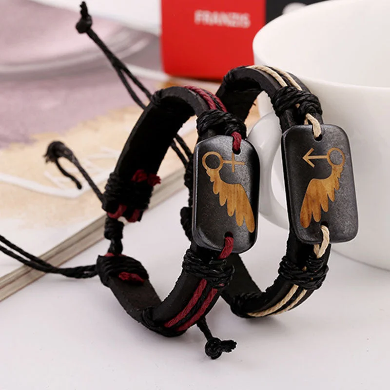 Couple Weaving Genuine Leather Bracelet
