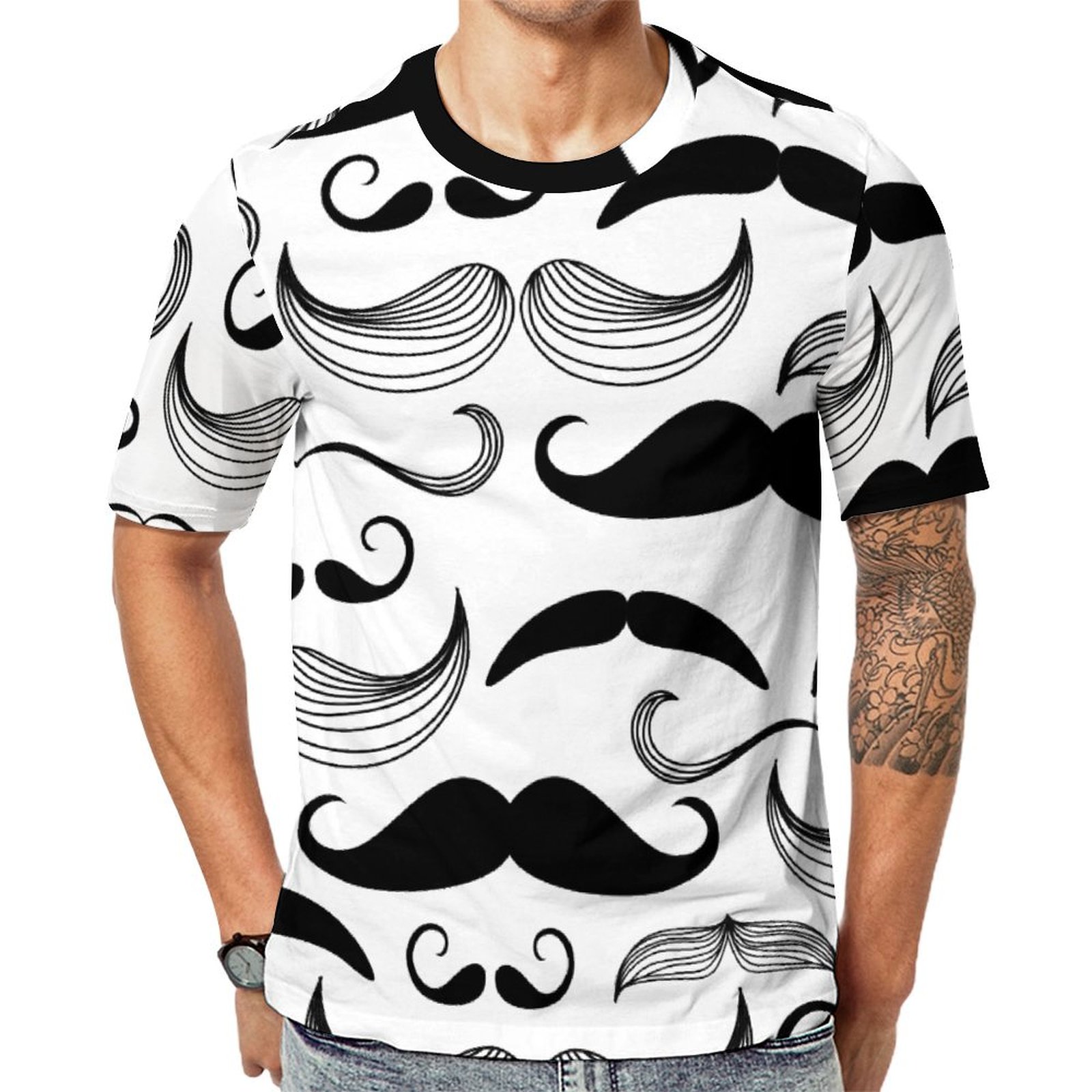 Gentlemens Mustache Short Sleeve Print Unisex Tshirt Summer Casual Tees for Men and Women Coolcoshirts