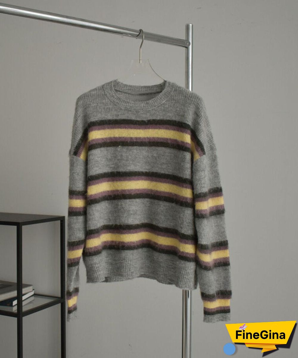 Retro Print Round Neck Sweater
