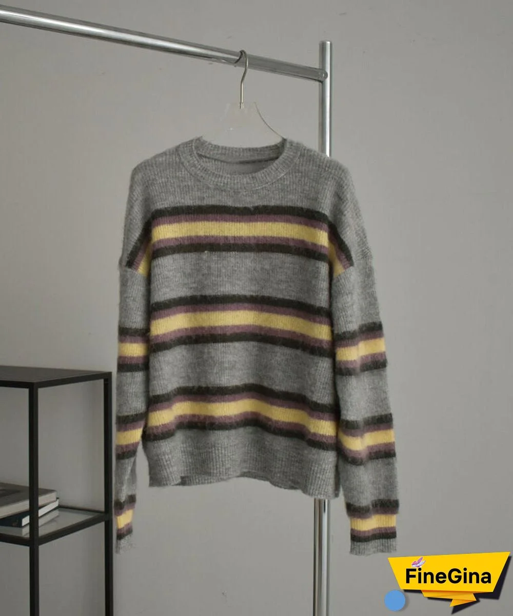 Retro Print Round Neck Sweater