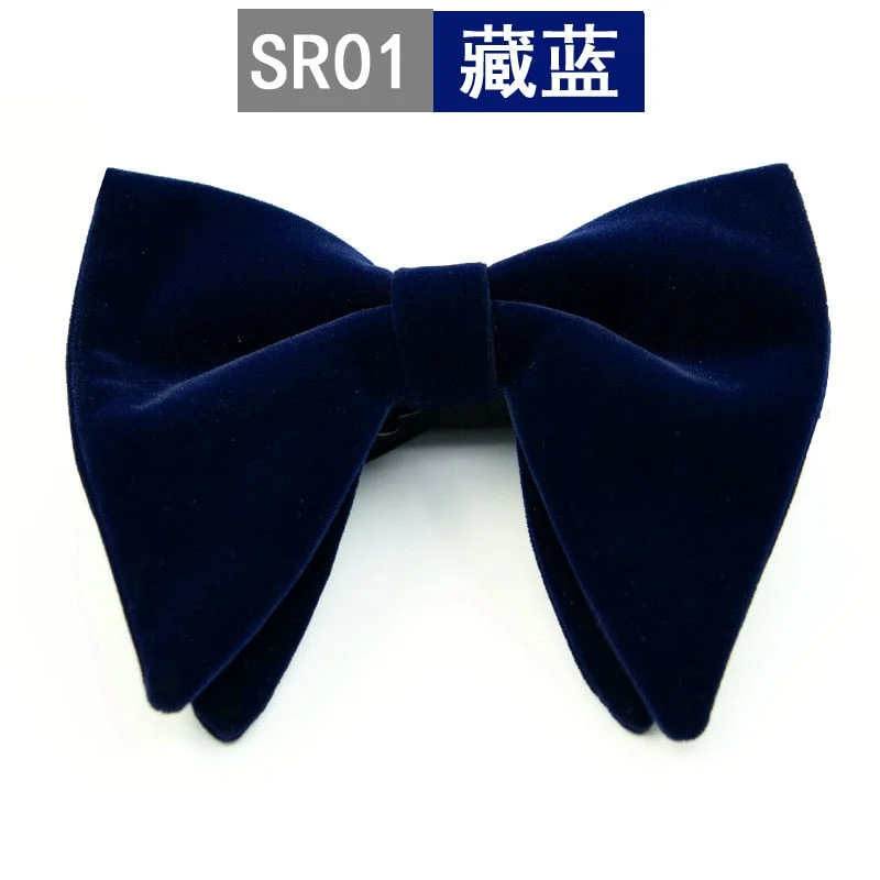 New Fashion Velvet Big Bowties for Women Mens Groom Wedding Bow Tie Skinny Solid Color Gravatas Slim Black Cravat Accessories