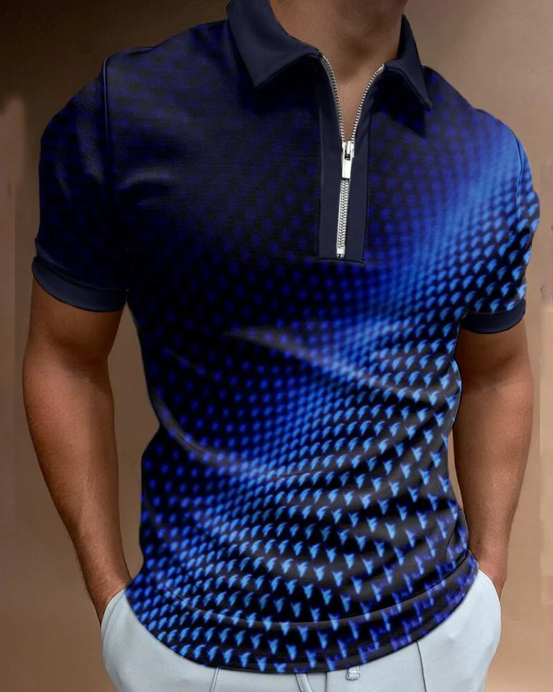 Men's Casual Print Polo Short Sleeve-033119