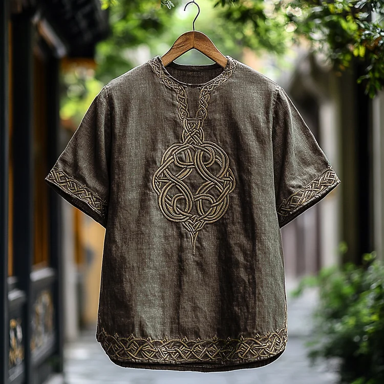 VChics Men's Viking Celtic Knot Art Linen T-shirt