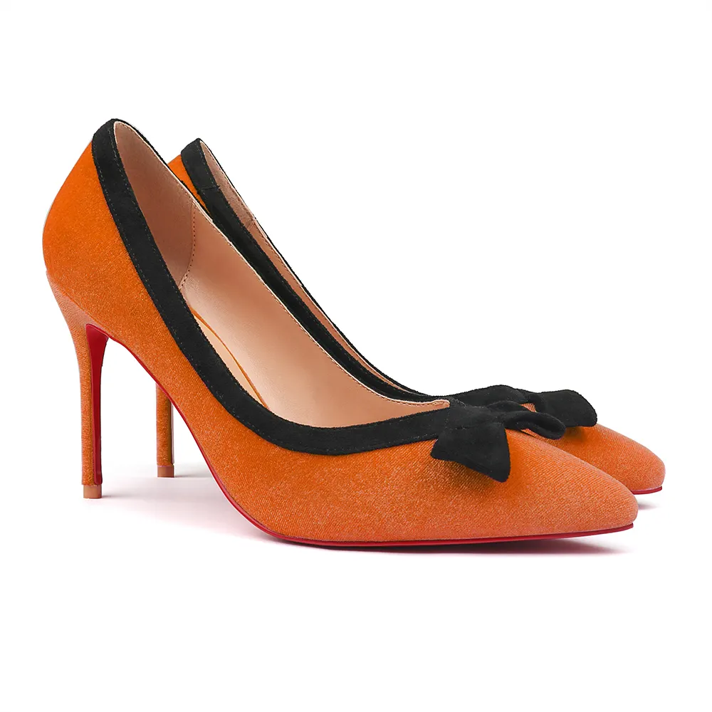 100mm/120mm Bowknot Fashion High Heels Sexy Prom Mixed Colors Red Bottoms Stiletto Coral Fleece-vocosishoes