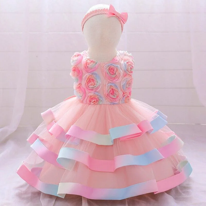 2021 Summer Little Mermaid Infant 1st Birthday Dress For Baby Girl Clothes Sequin Dress Princess Dresses Party Clothing Infant