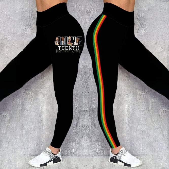 Comstylish Women's Juneteenth Freedom Day Print Leggings