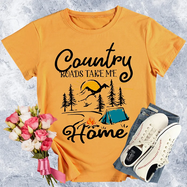 Country Roads Take Me Home Round Neck T-shirt
