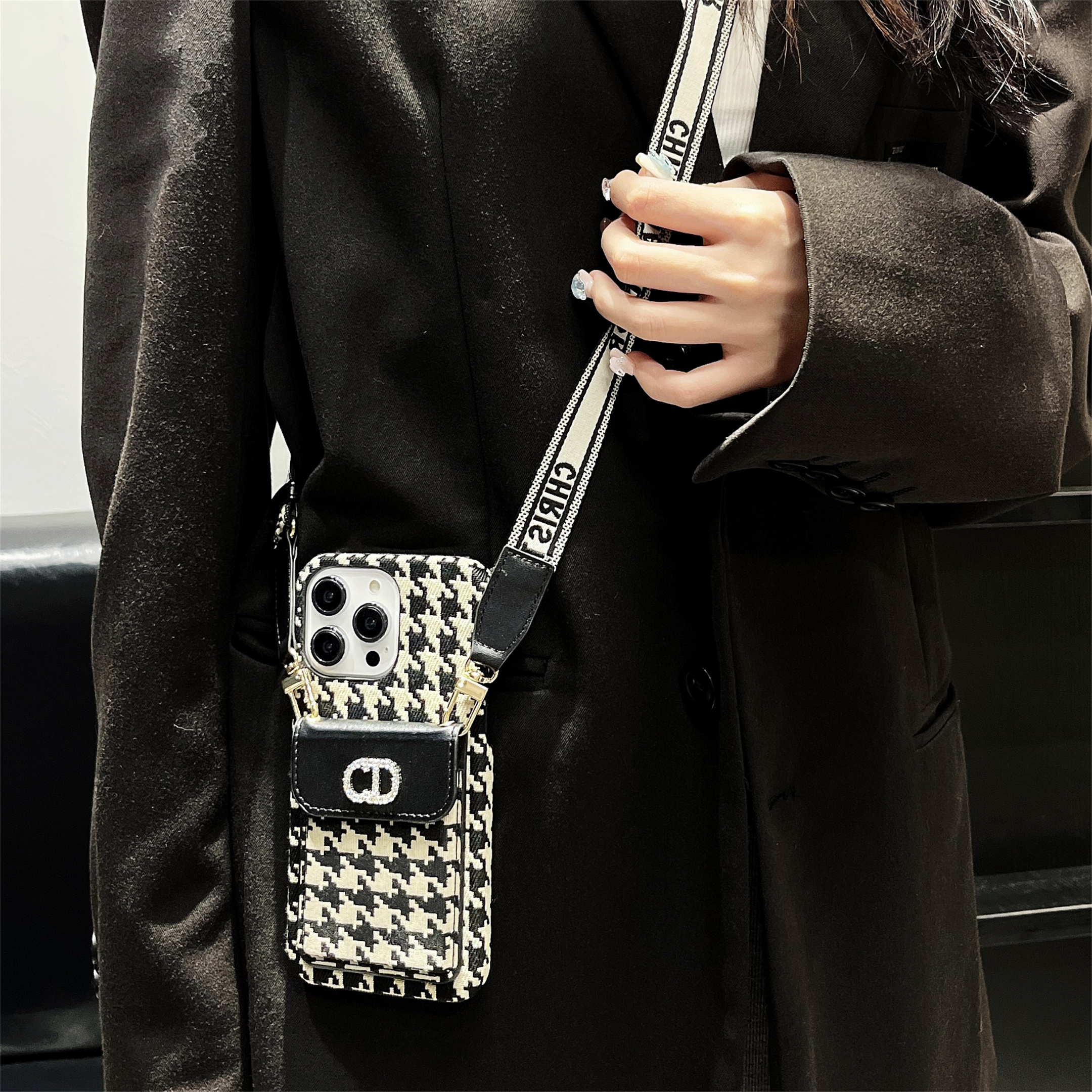 Dior Oblique Print Crossbody Wallet Card Holder  Apple iPhone Case Samsung Galaxy Cover