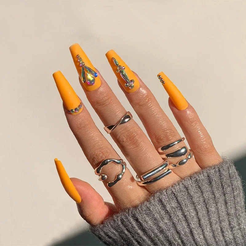 24pcs Fake long fingernail Ballet Nude color transparent Pink cloud Manicure patch press on nails with designs for girls sticker-Nail Inspo