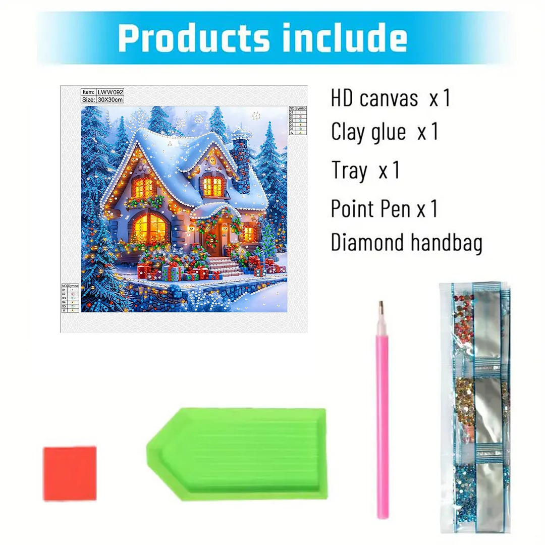 Christmas House - Diamond Painting - Partial Special Shaped Drill(Canvas|30*30cm)