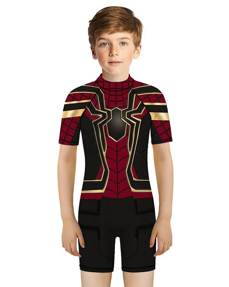 Spider-Man Ps4 Iron Spider Suit Printed Girls Boys Rash Guard Swimsuit-Mayoulove