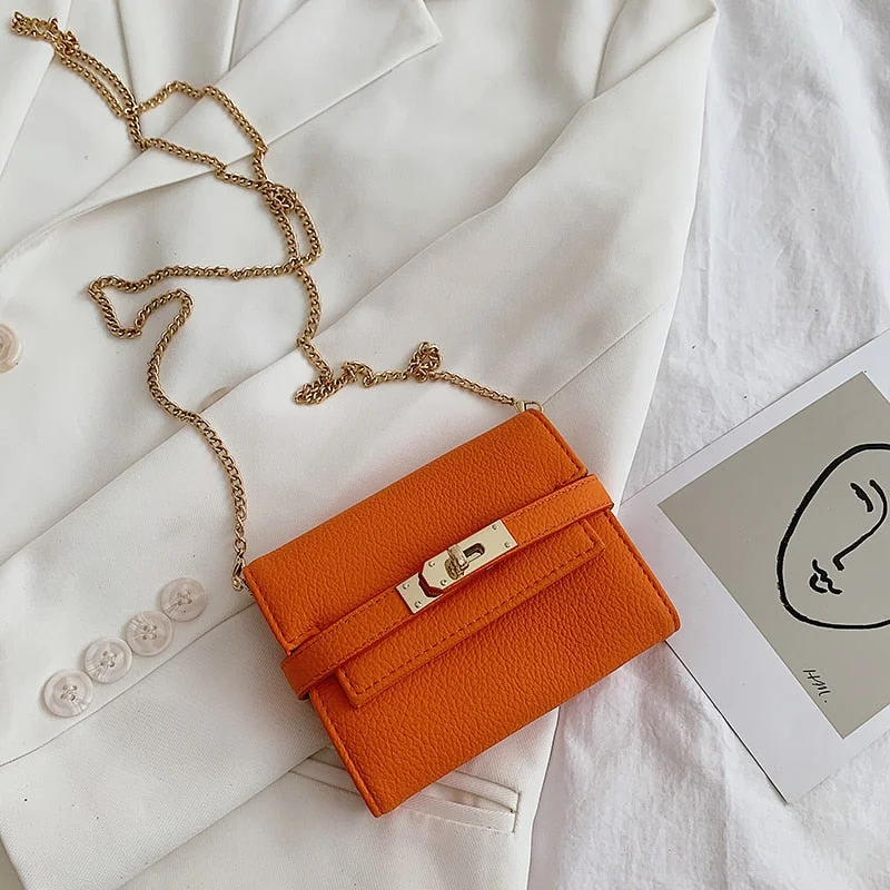 էѧӧܧ 2021 New Lady Wallets Name Metal Lock PU Leather Short Card Holder Chain Girl Purse High Quality Brand Women wallet