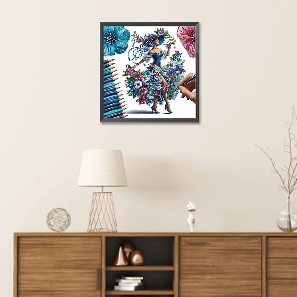 Diamond Painting - Partial Special Shaped Drill - Elegant Lady(Canvas|30*30cm)